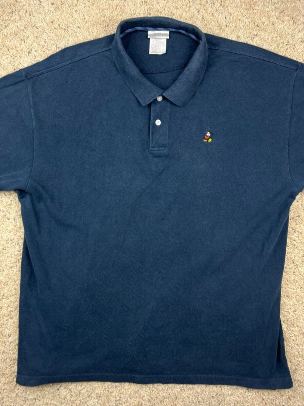 Walt Disney World Mickey Mouse Blue Casual Mens Short Sleeve Polo Shirt Size XL